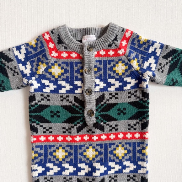 Hanna Andersson Winter Festival Baby 1st Holiday Sweater Romper Gift 0-3 Month - Picture 2 of 11